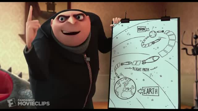 I fly to the moon. I shrink the moon. I grab the moon. I sit on the toilet.  What? - Gru, Despicable M…